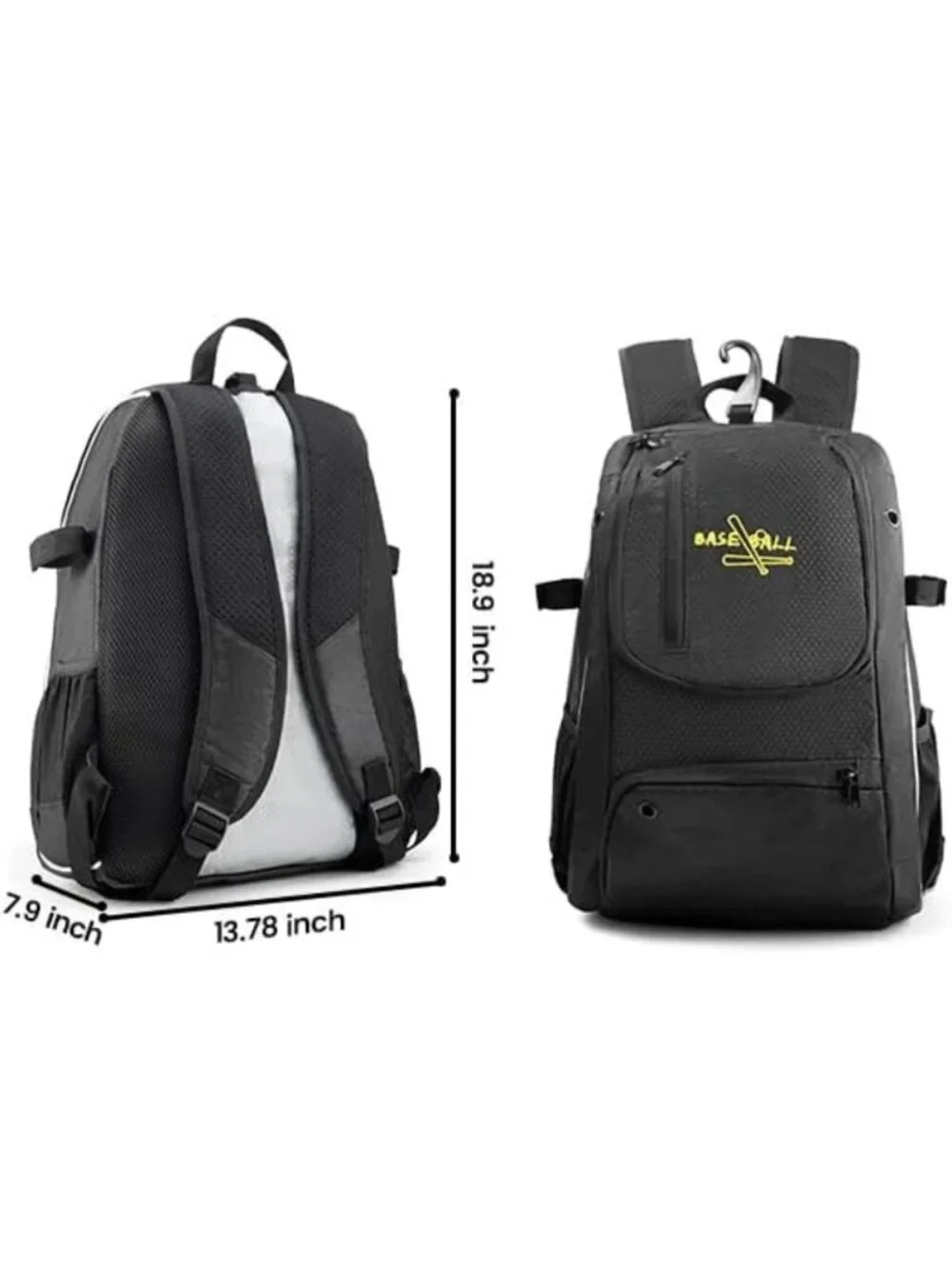 Lightweight Youth Baseball & Softball Bag with Shoe Compartment & Fence Hook